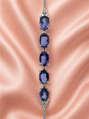 Genuine Iolite Adjustable S925 Bolo Bracelet.